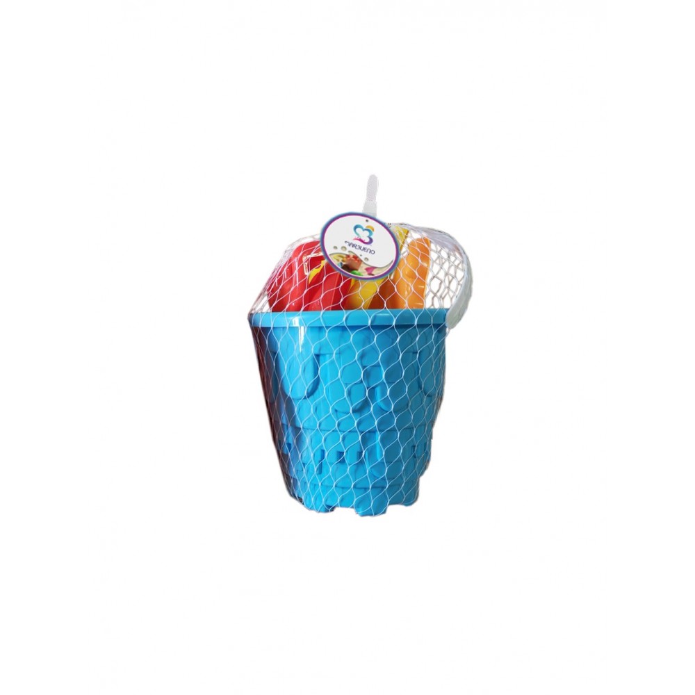 Marbueno Conjunto Cubo de Playa con Accesorios Color Azul 19x15 cm