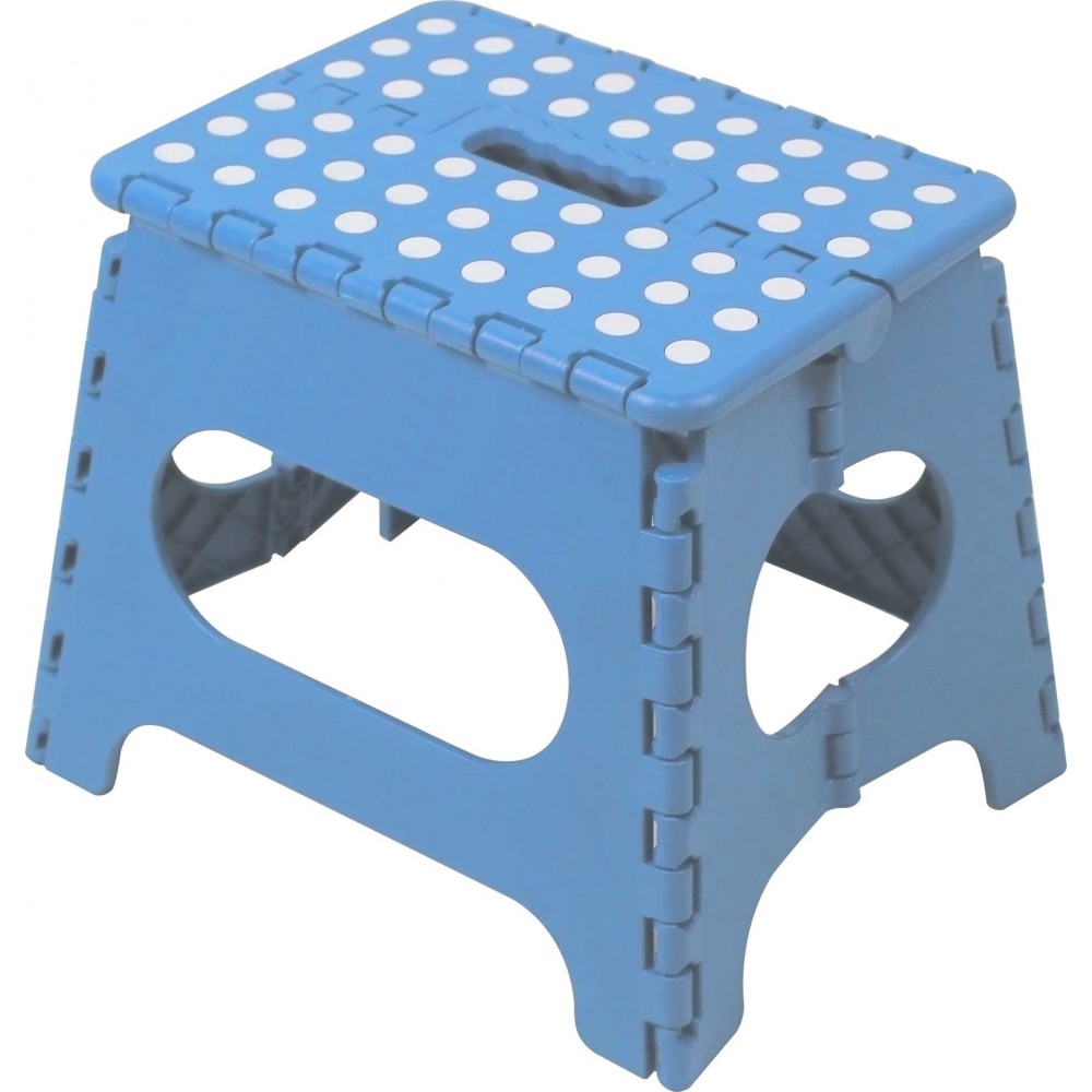 Marbueno taburete plegable escalón plástico azul 33x26x27 cm