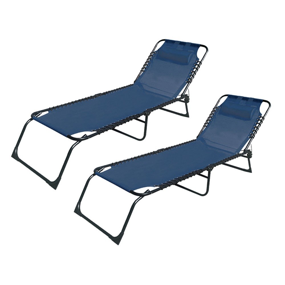 Marbueno Tumbona Plegable Acero Cojin Jardin y Piscina Azul