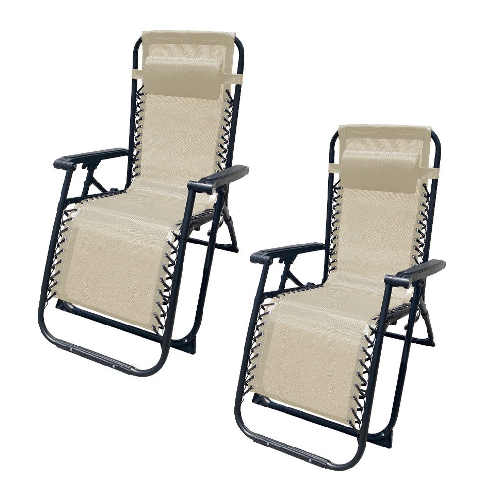 Marbueno Pack de 2 Tumbona Plegable Acero Con Cojin Jardin y Piscina