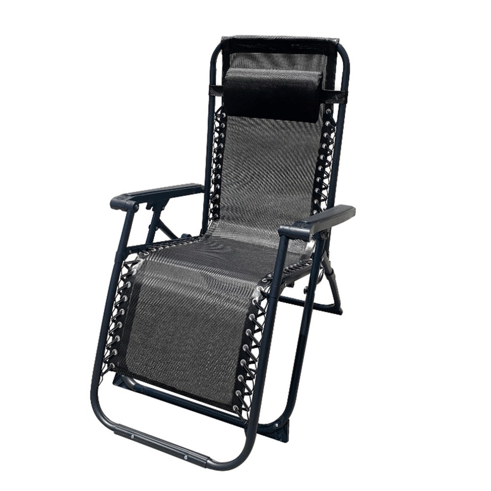 Marbueno Tumbona Plegable Acero Cojin Jardin y Piscina 90X66X108 Gravedad Cero Negra