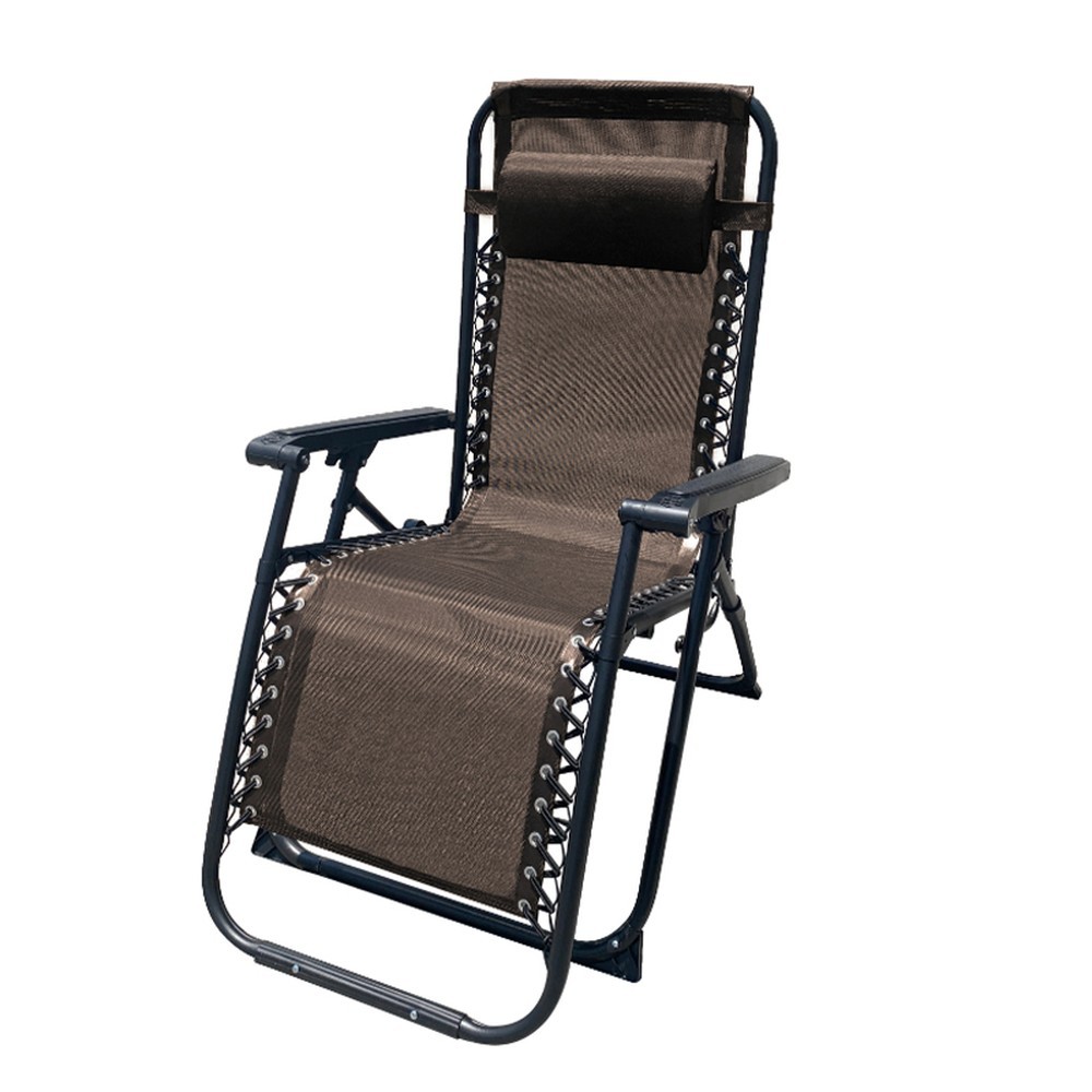 Marbueno Tumbona Plegable Acero Cojin Jardin y Piscina 90X66X108 Gravedad Cero Marron