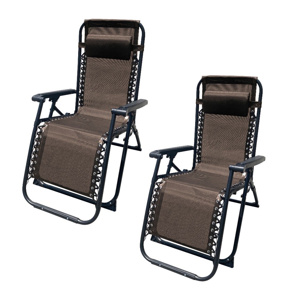 Marbueno Pack 2 tumbonas Plegable Acero Cojin Jardin y Piscina 90X66X108 Gravedad Cero Marron