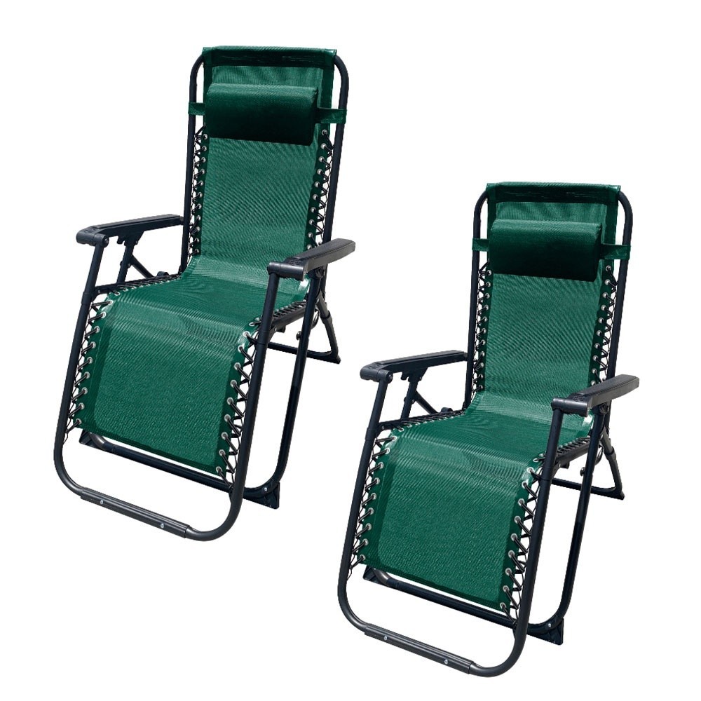 Marbueno Pack 2 tumbonas Plegable Acero Cojin Jardin y Piscina 90X66X108 Gravedad Cero Verde MARBUENO SUMMER