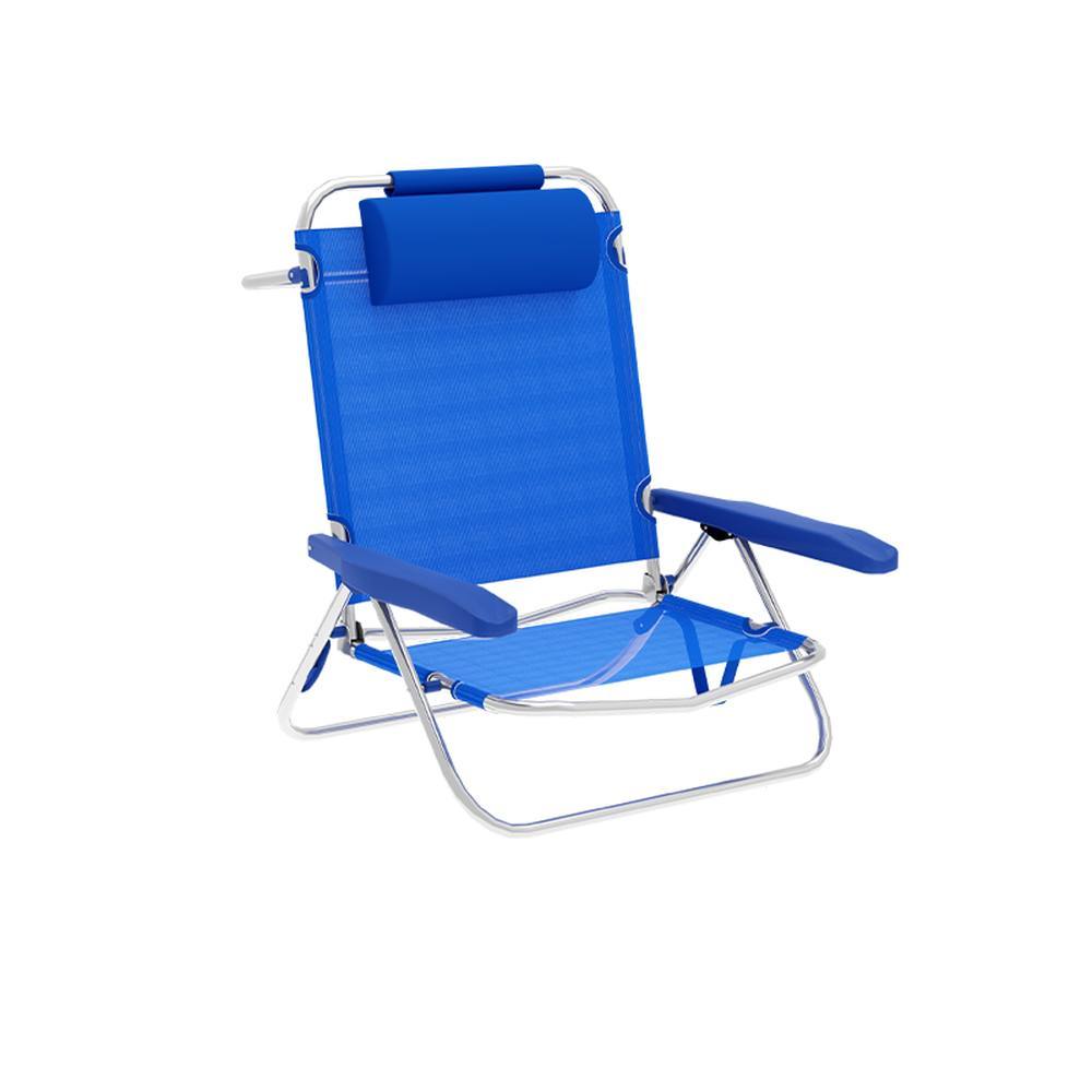 Marbueno silla plegable 5 posiciones aluminio cojin azul