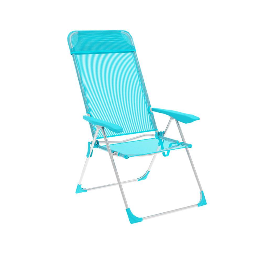 Marbueno Silla Plegable 5 Posiciones Aluminio con Cojin Aguamarina