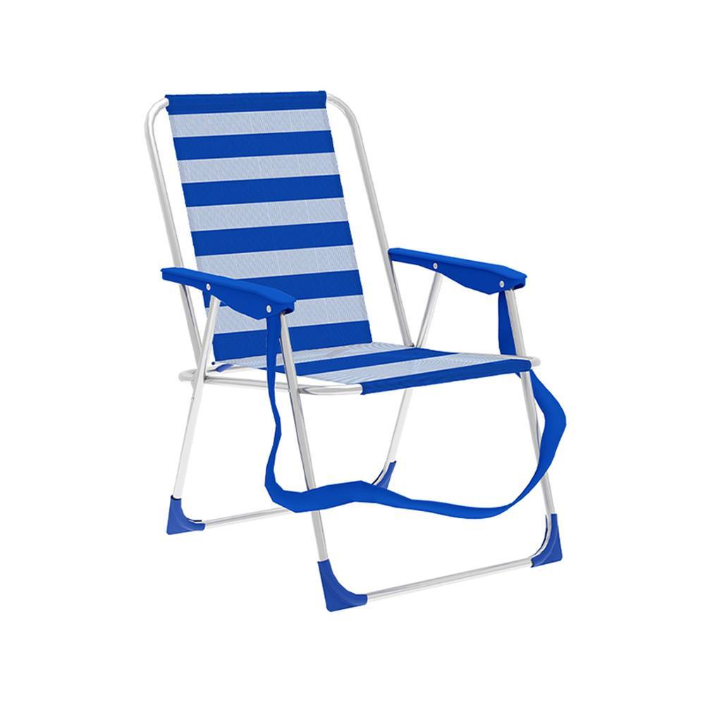Marbueno Silla Plegable Aluminio Rayas Azul y Blanco Playa