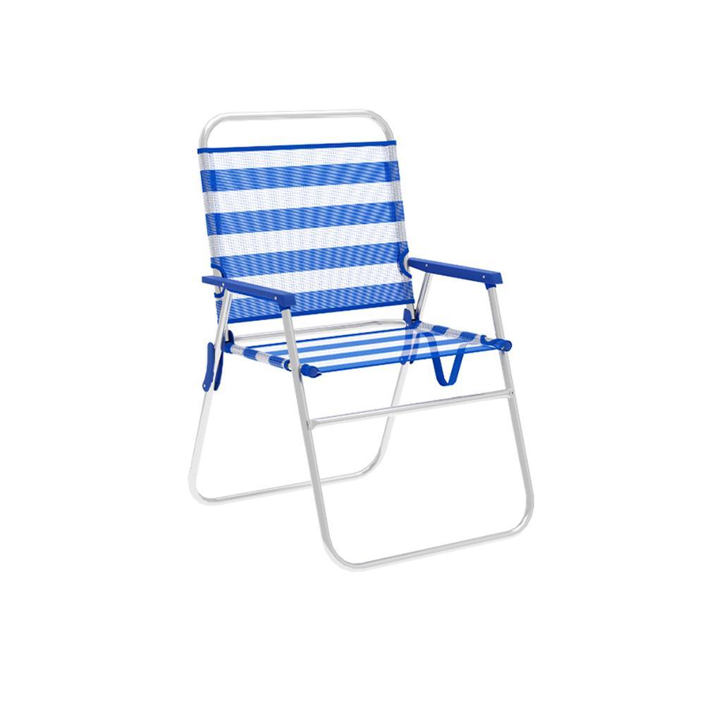 Marbueno Silla Plegable Aluminio Rayas Azul y Blanco