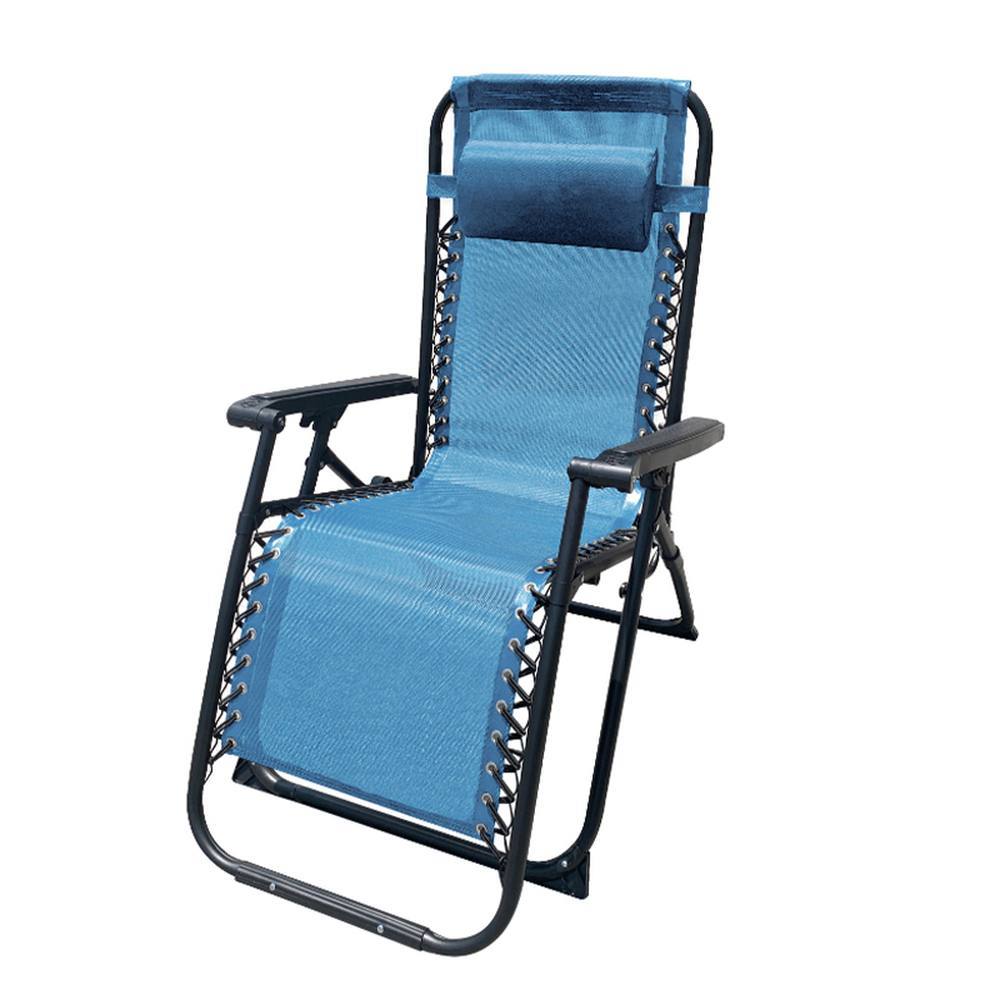 Marbueno Tumbona Plegable Acero Cojin Jardin y Piscina 90X66X108 cm Gravedad 0 Azul MARBUENO SUMMER