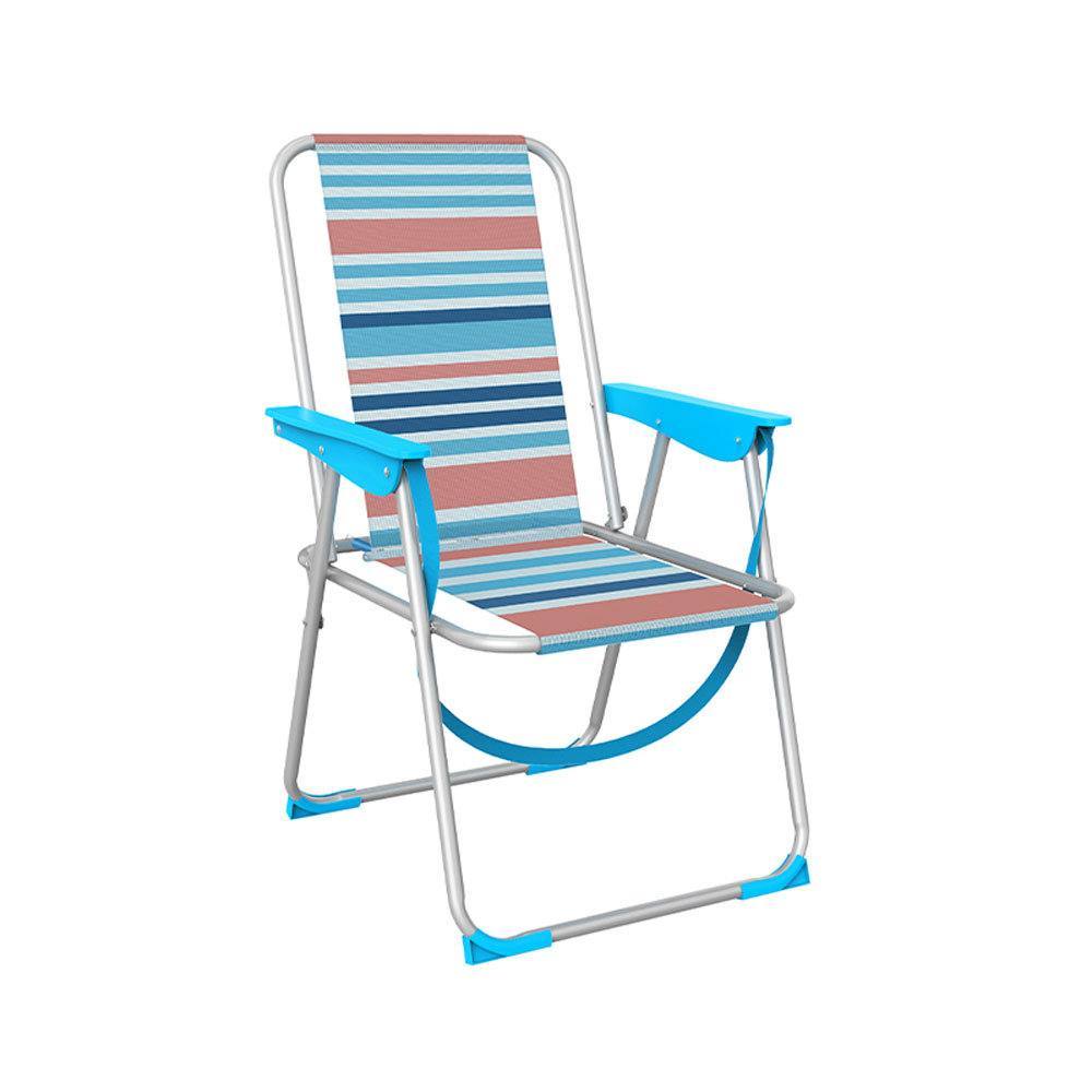 Marbueno Silla Plegable Aluminio Rayas Naranjas y Azules