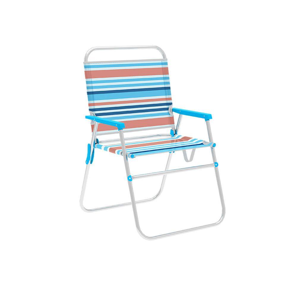 Marbueno silla plegable aluminio rayas naranjas y azules
