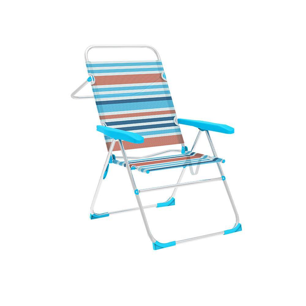 Marbueno Silla Plegable 5 Posiciones Aluminio Rayas Playa