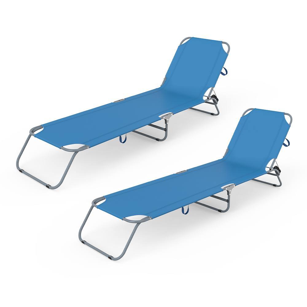 Marbueno Pack de 2 Tumbona Plegable Acero Azul Playa y Piscina