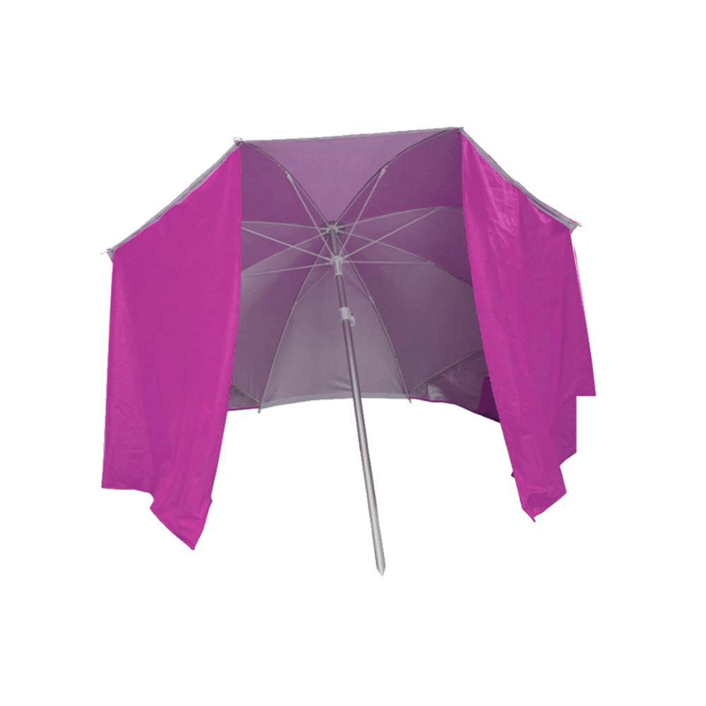 Sombrilla Nylon Rosa con Paraviento Aluminio Marbueno Summer 180 cm