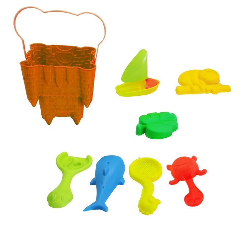 Marbueno conjunto cubo con accesorios naranja para playa